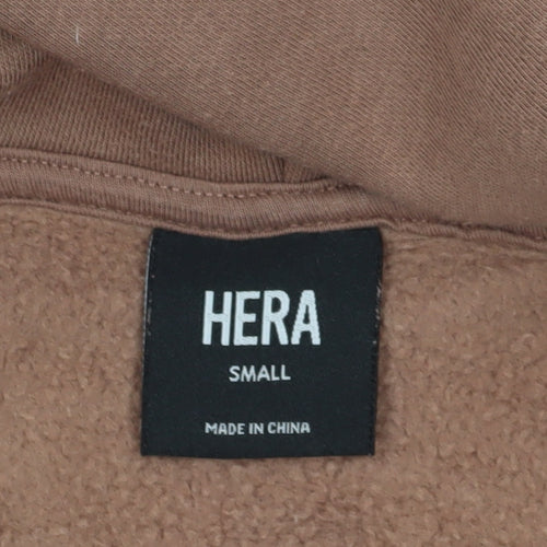 Hera Brown 1/2 Zip Hoodie S - Casual Fleece Comfort