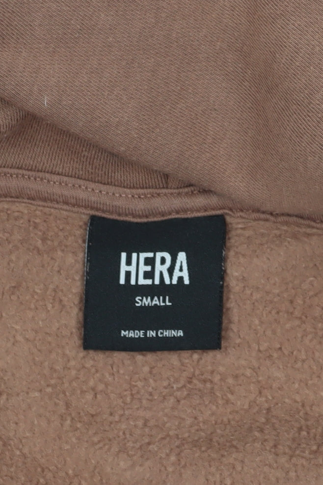 Hera Brown 1/2 Zip Hoodie S - Casual Fleece Comfort