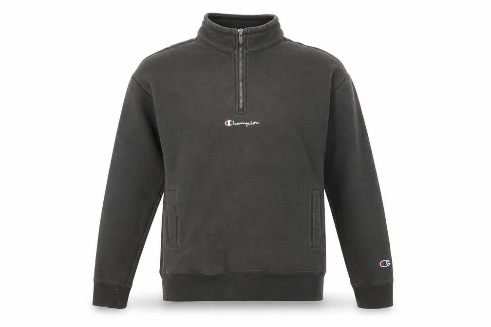 Front view of Champion Black 1/4 Zip Sweatshirt XS unisex