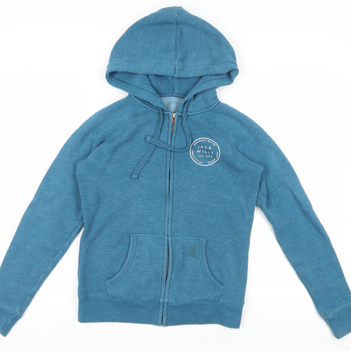Jack Wills Blue Full Zip Hoodie, Unisex, Logo Accent
