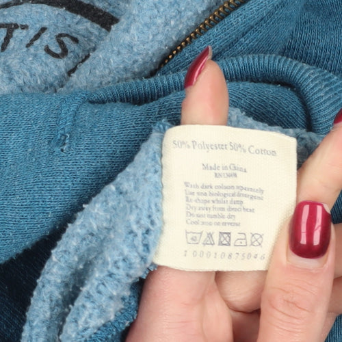 Jack Wills Blue Full Zip Hoodie, Unisex, Logo Accent