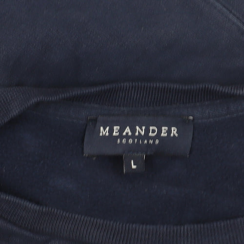 Meander Navy Blue Crew Neck Men's Pullover Sweatshirt L