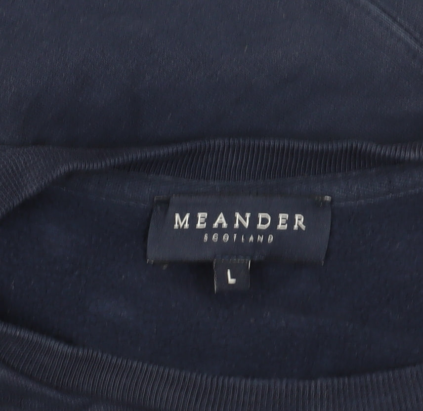 Meander Navy Blue Crew Neck Men's Pullover Sweatshirt L