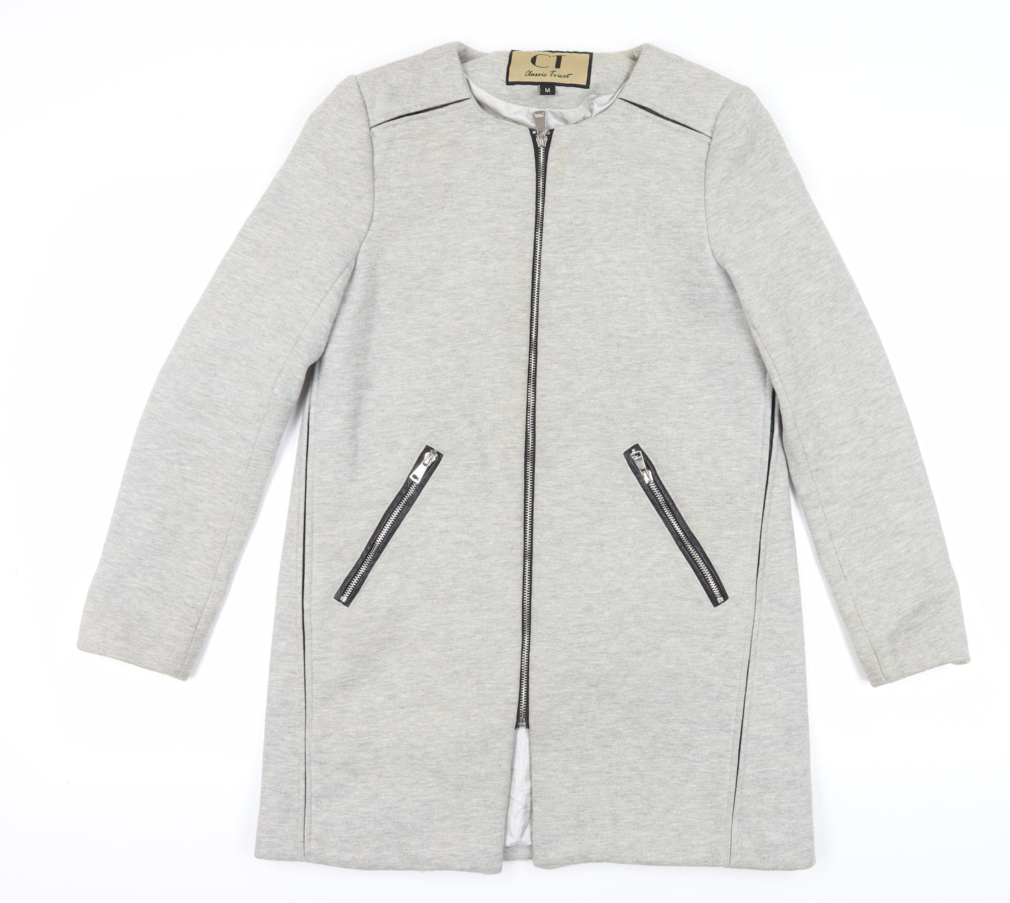 Classic Tricot Grey Zip Jacket, Medium, Women