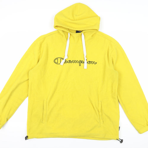 Champion Yellow Hoodie L - Logo Graphic Print Pullover