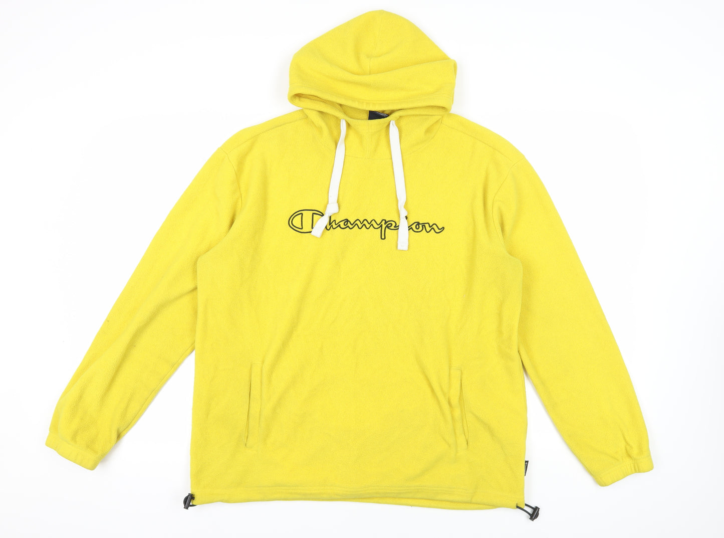 Champion Yellow Hoodie L - Logo Graphic Print Pullover