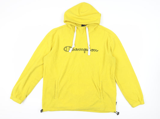 Champion Yellow Hoodie L - Logo Graphic Print Pullover