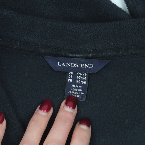 Lands' End Black Plus Size Pullover Sweatshirt