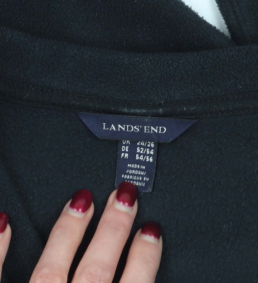 Lands' End Black Plus Size Pullover Sweatshirt