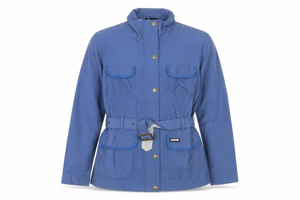 Front view of Puffa Blue Belted Women's Jacket -, size M