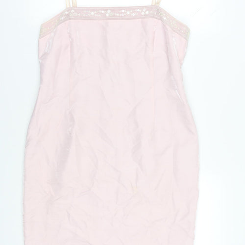 Kaliko Pink Slip Dress Size 14 with Embroidery