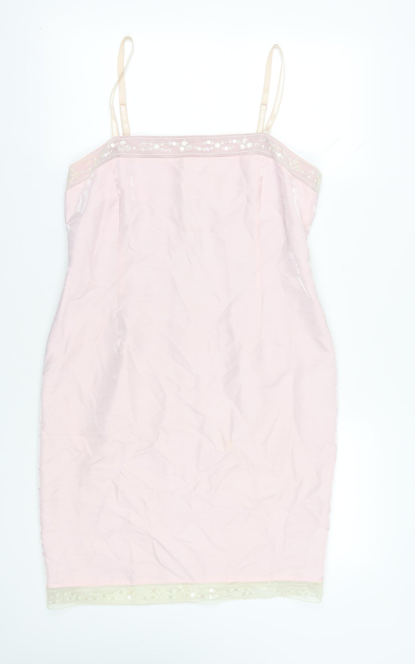 Kaliko Pink Slip Dress Size 14 with Embroidery