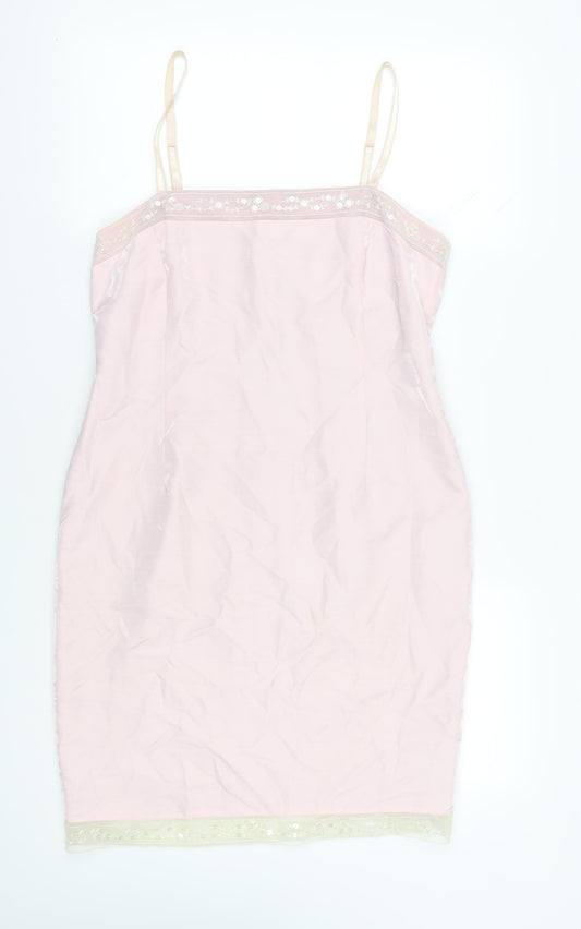 Kaliko Pink Slip Dress Size 14 with Embroidery