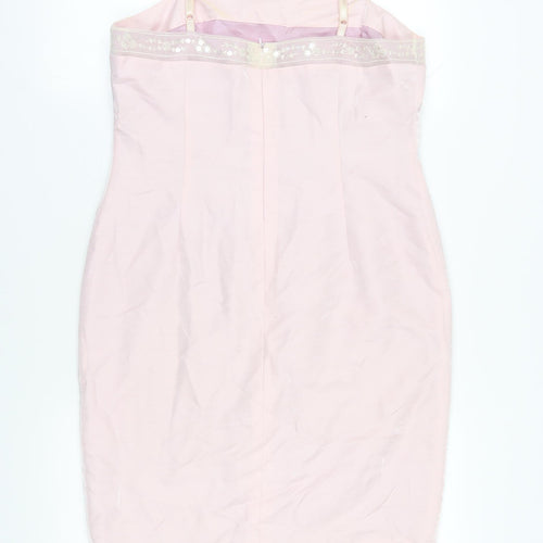 Kaliko Pink Slip Dress Size 14 with Embroidery