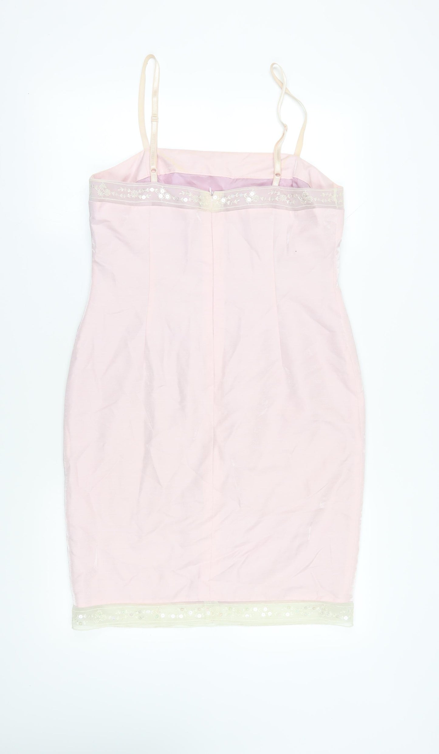 Kaliko Pink Slip Dress Size 14 with Embroidery