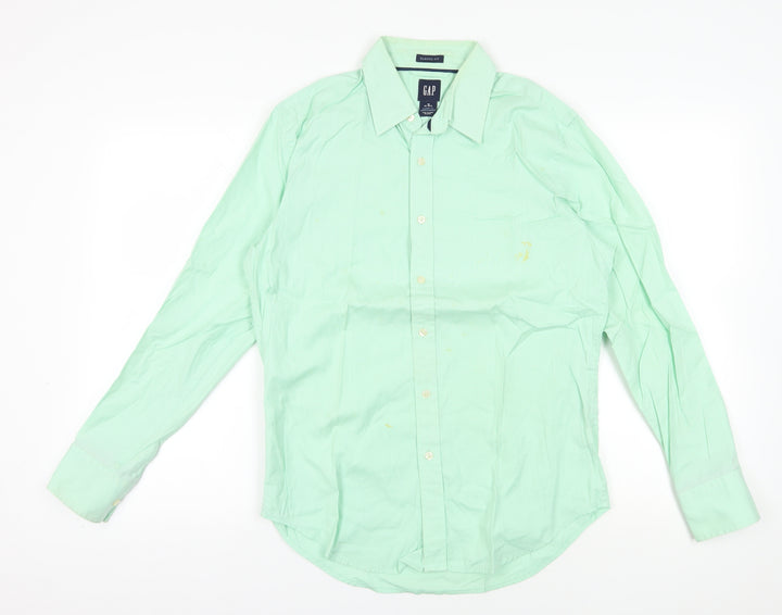 GAP Green Classic Fit Check Shirt - M, Casual, Button-Up