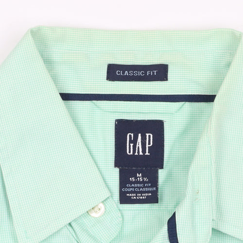 GAP Green Classic Fit Check Shirt - M, Casual, Button-Up