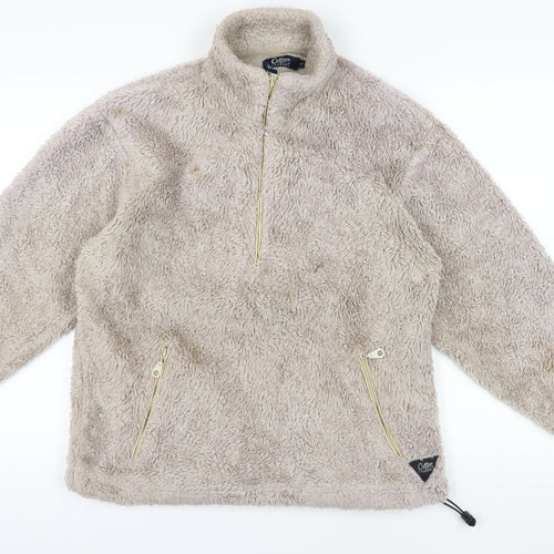 Cotton Traders Beige Fleece 1/4 Zip Sweatshirt, S