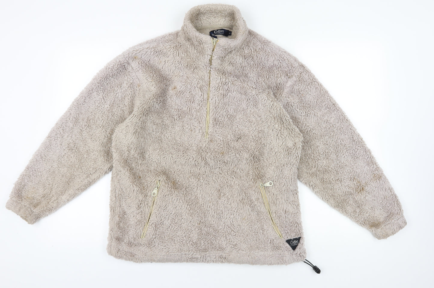 Cotton Traders Beige Fleece 1/4 Zip Sweatshirt, S