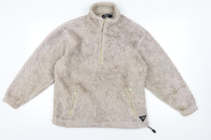 Cotton Traders Beige Fleece 1/4 Zip Sweatshirt, S