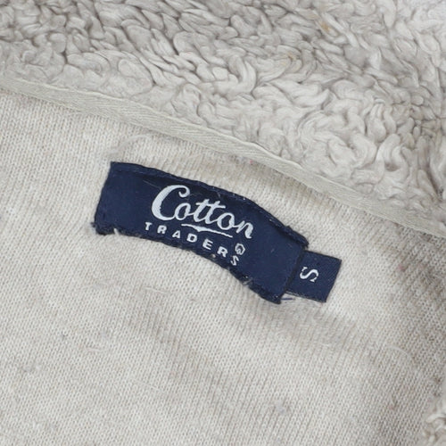Cotton Traders Beige Fleece 1/4 Zip Sweatshirt, S