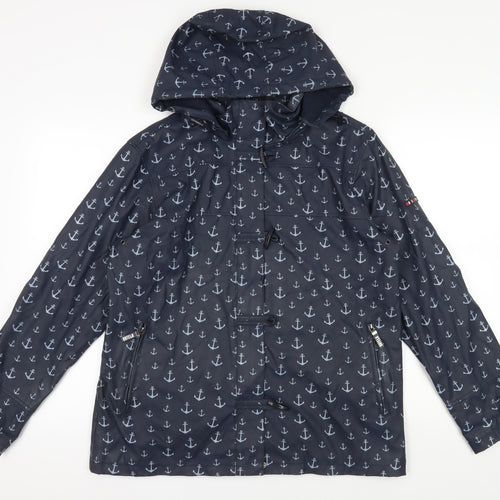 Batela Blue Nautical Print Rain Jacket, Size 16