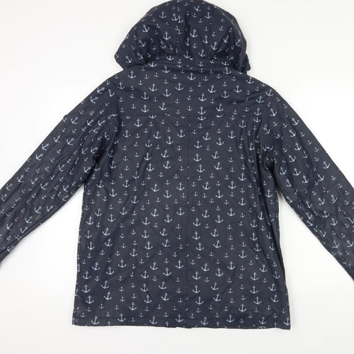 Batela Blue Nautical Print Rain Jacket, Size 16