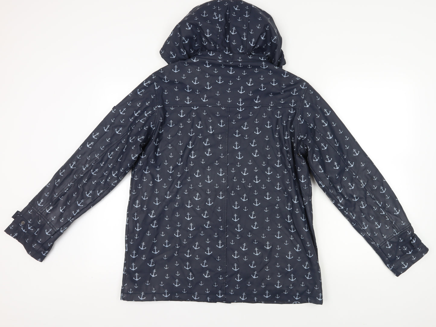 Batela Blue Nautical Print Rain Jacket, Size 16