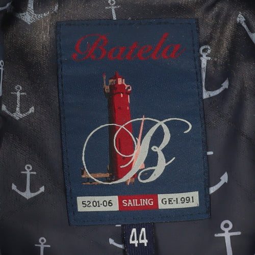 Batela Blue Nautical Print Rain Jacket, Size 16
