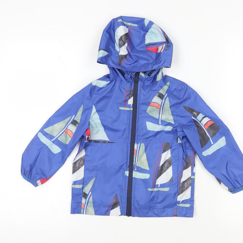 Joules Blue Sailboat Raincoat, Boys 4Y, Waterproof & Hooded