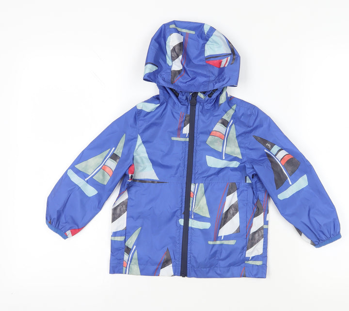 Joules Blue Sailboat Raincoat, Boys 4Y, Waterproof & Hooded