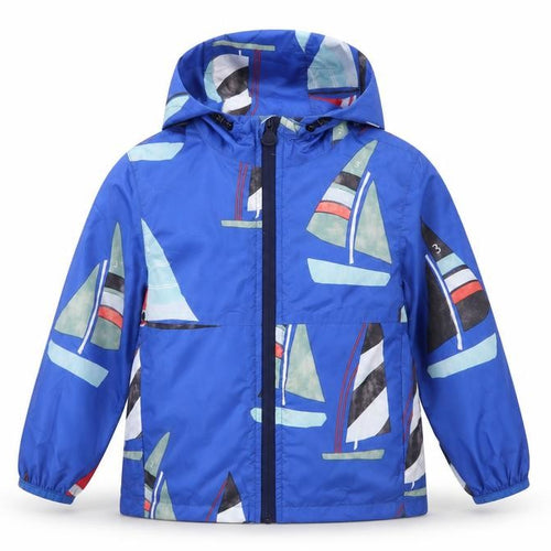 Joules Blue Sailboat Raincoat, Boys 4Y, Waterproof & Hooded