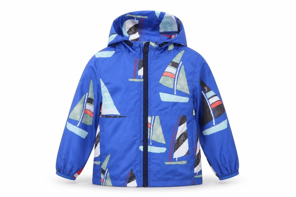 Joules Blue Sailboat Raincoat, Boys 4Y, Waterproof & Hooded