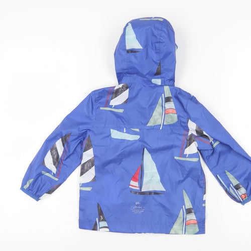 Joules Blue Sailboat Raincoat, Boys 4Y, Waterproof & Hooded