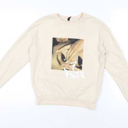 Divided Beige XS Graphic Print Pullover Sweatshirt