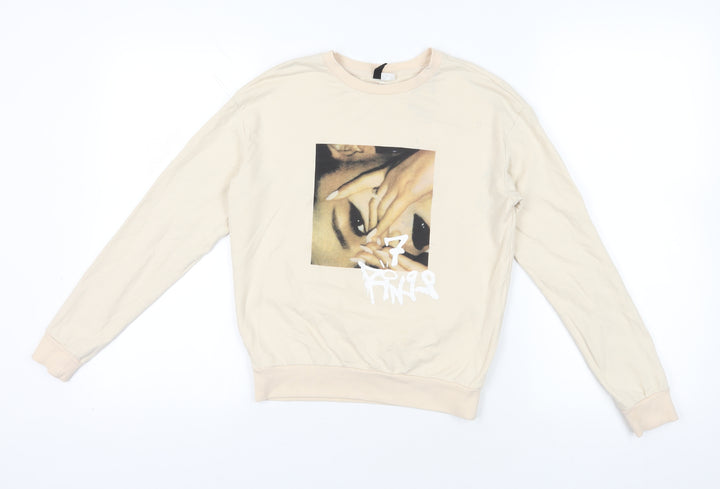Divided Beige XS Graphic Print Pullover Sweatshirt