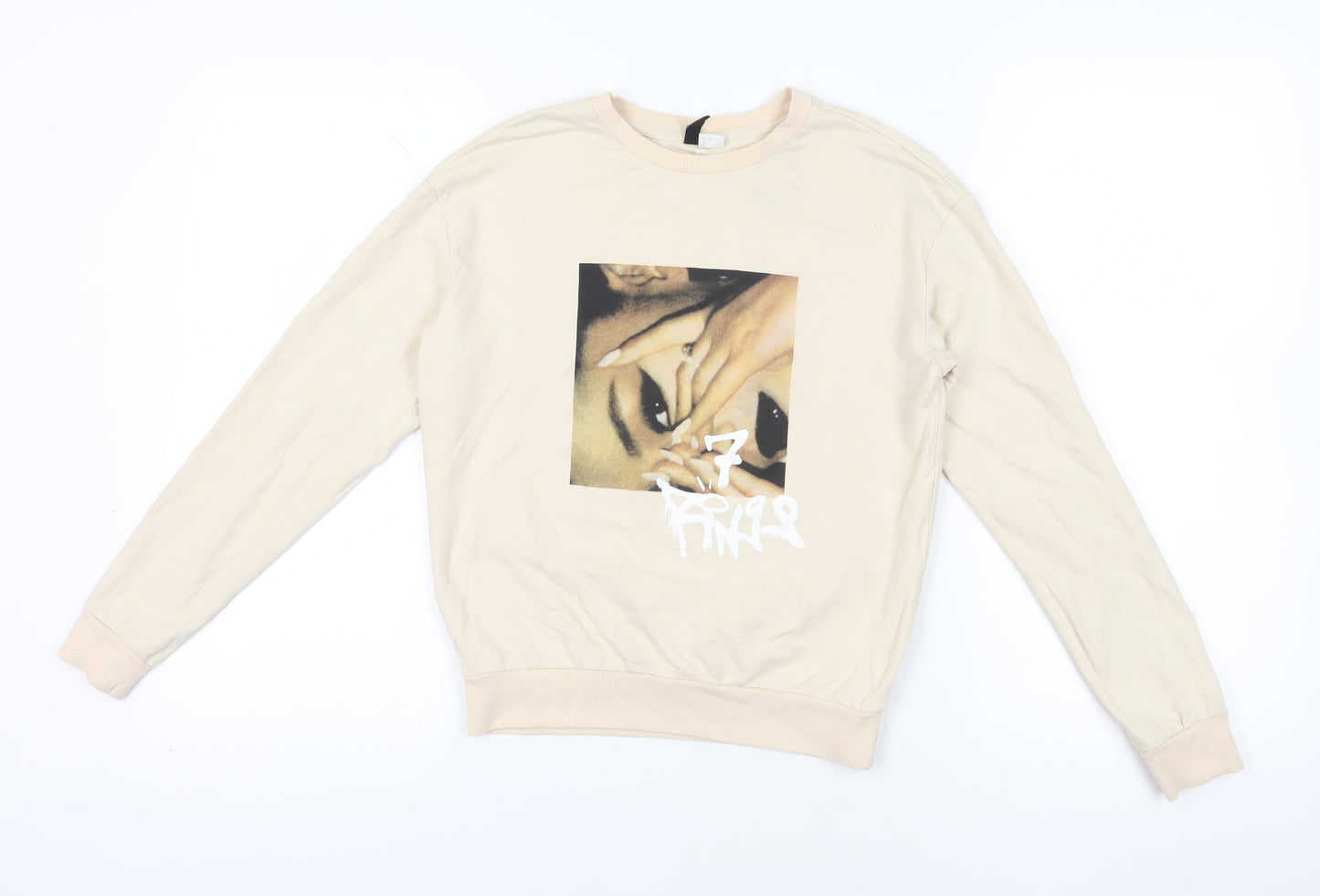 Divided Beige XS Graphic Print Pullover Sweatshirt