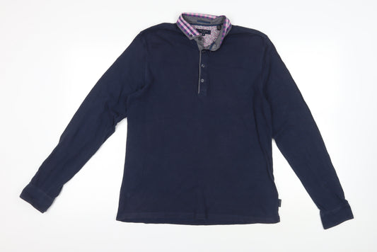 Ted Baker Blue Long Sleeve Polo Shirt - L