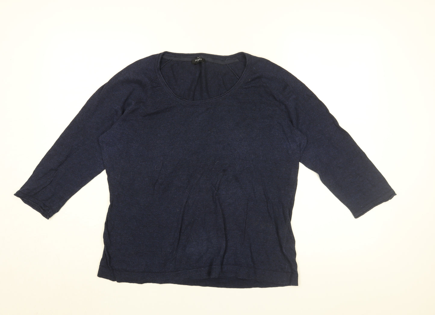 Hobbs Womens Blue Cotton Basic T-Shirt Size 16 Round Neck