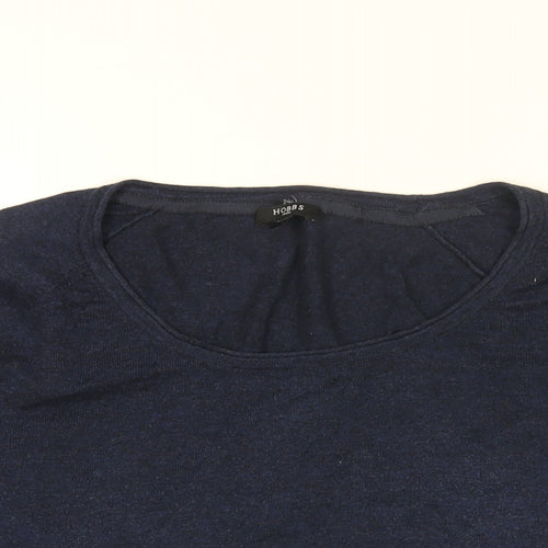 Hobbs Womens Blue Cotton Basic T-Shirt Size 16 Round Neck