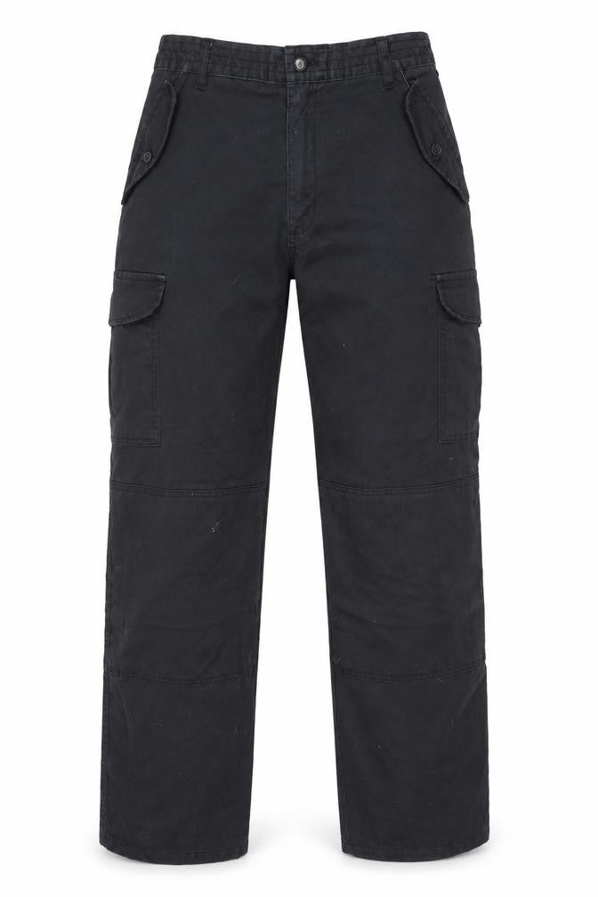 Front view of Portwest men’s blue polyester trousers, size M, 31-inch leg regular zip