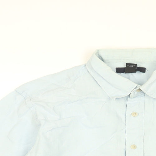 Gap Mens Blue Cotton Button-Up Size S Collared Button
