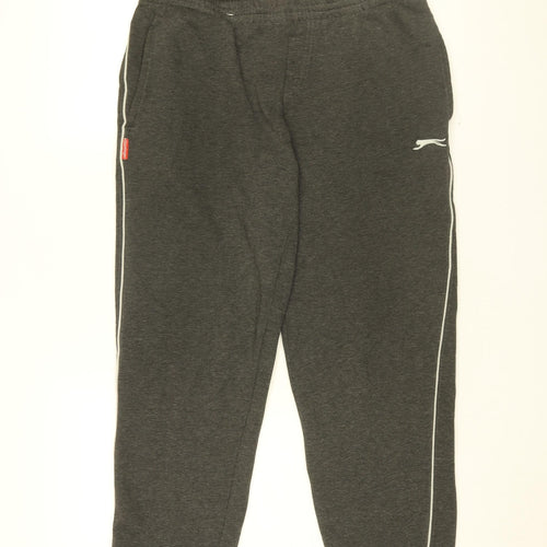 Slazenger Mens Grey Cotton Jogger Trousers Size S L27 in Regular Drawstring