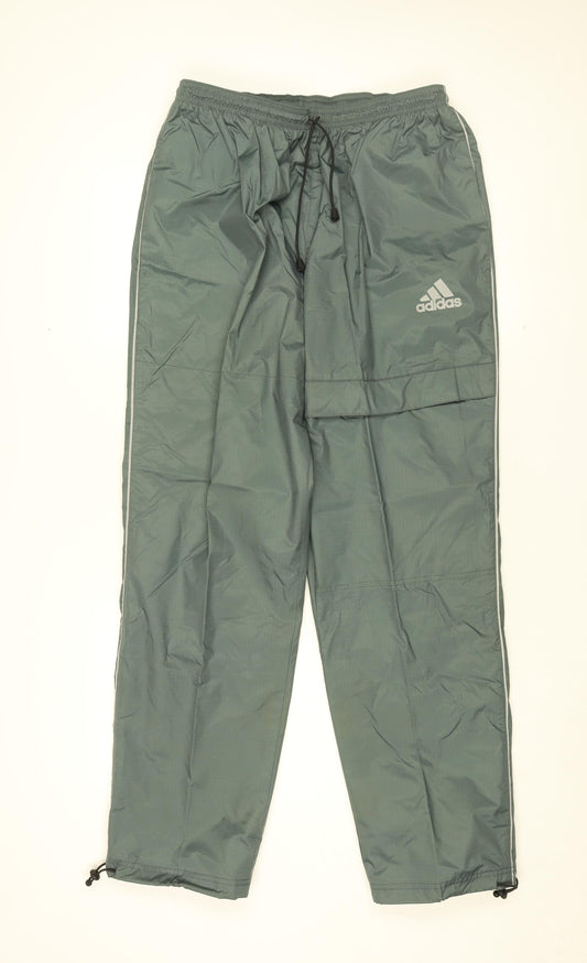 adidas Mens Green Polyamide Trousers Size 34 in L32 in Regular Drawstring