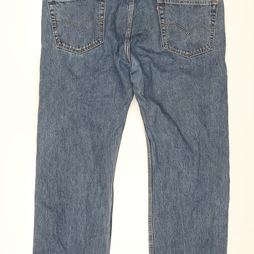 Levi's Mens Blue Cotton Straight Jeans Size 42 in L30 in Regular Zip