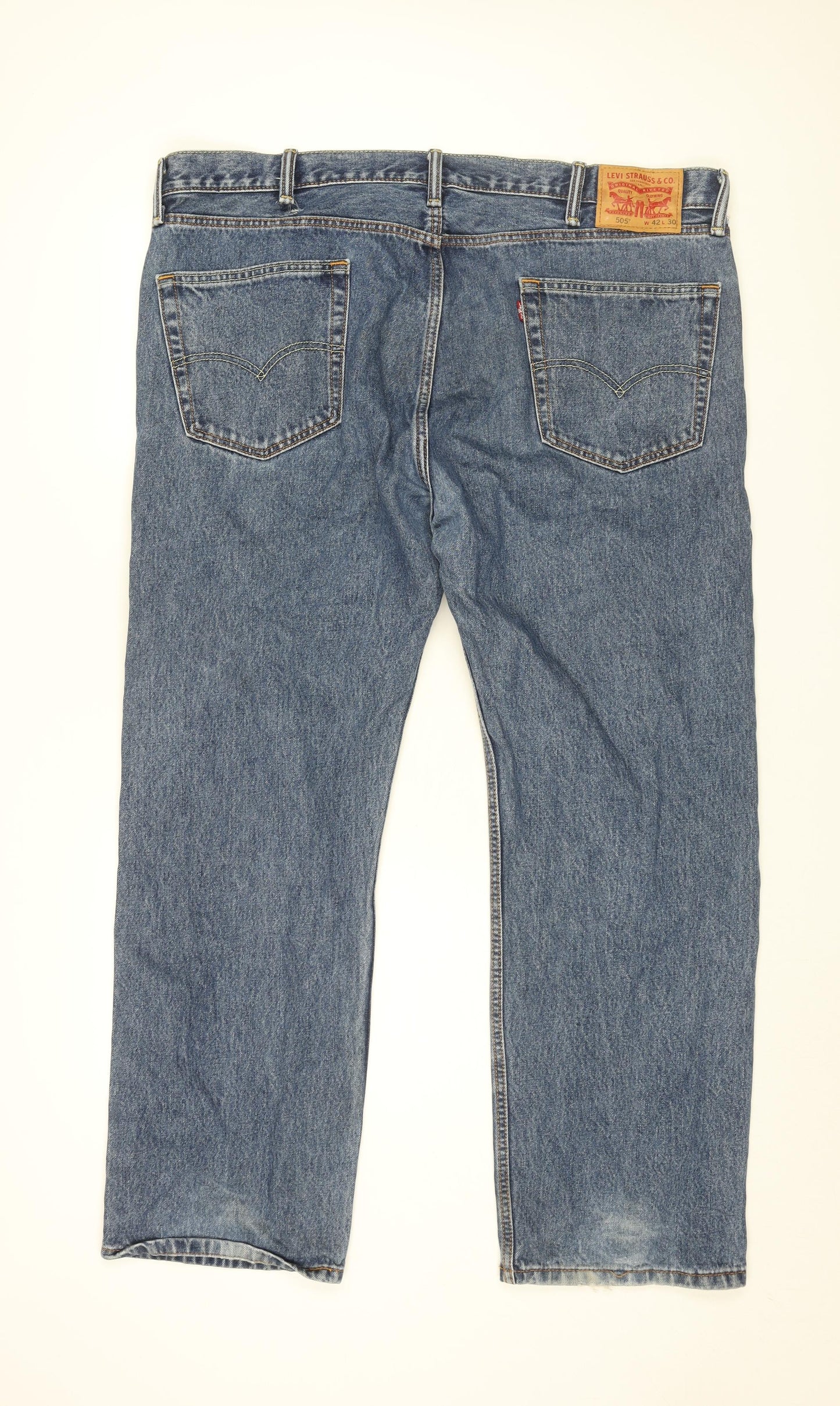 Levi's Mens Blue Cotton Straight Jeans Size 42 in L30 in Regular Zip