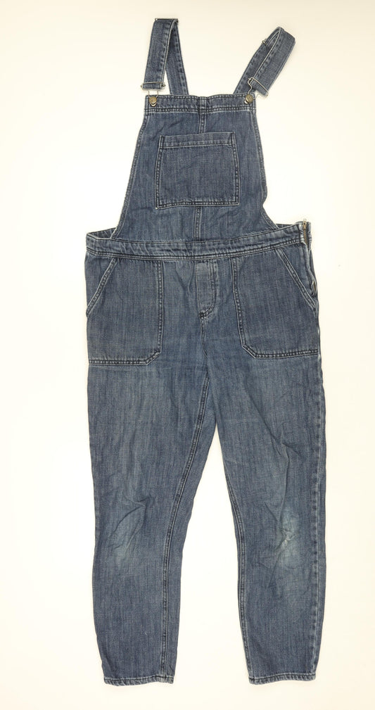 White Stuff Womens Blue Cotton Dungaree One-Piece Size 12 L28 in Zip