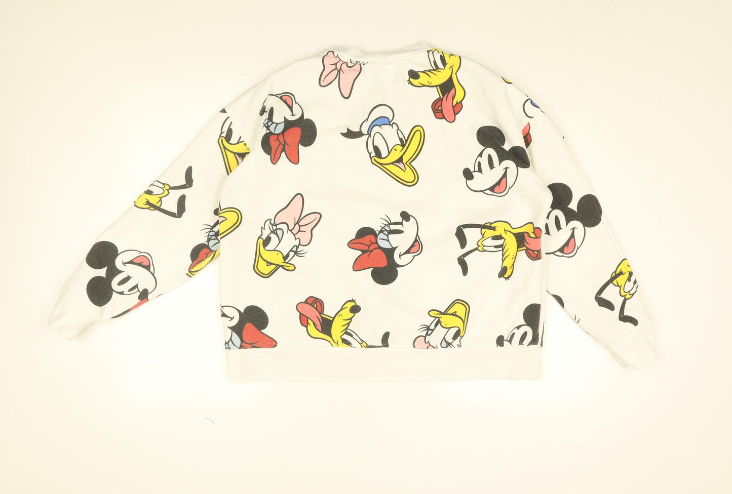 Disney Womens White Geometric Cotton Pullover Sweatshirt Size M Pullover - Mickey Mouse & Friends