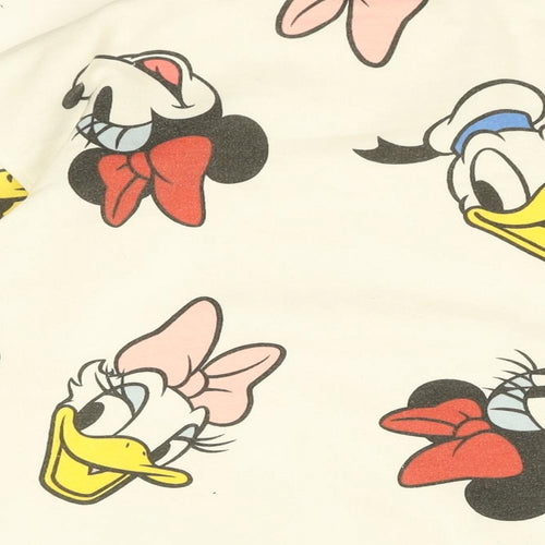 Disney Womens White Geometric Cotton Pullover Sweatshirt Size M Pullover - Mickey Mouse & Friends