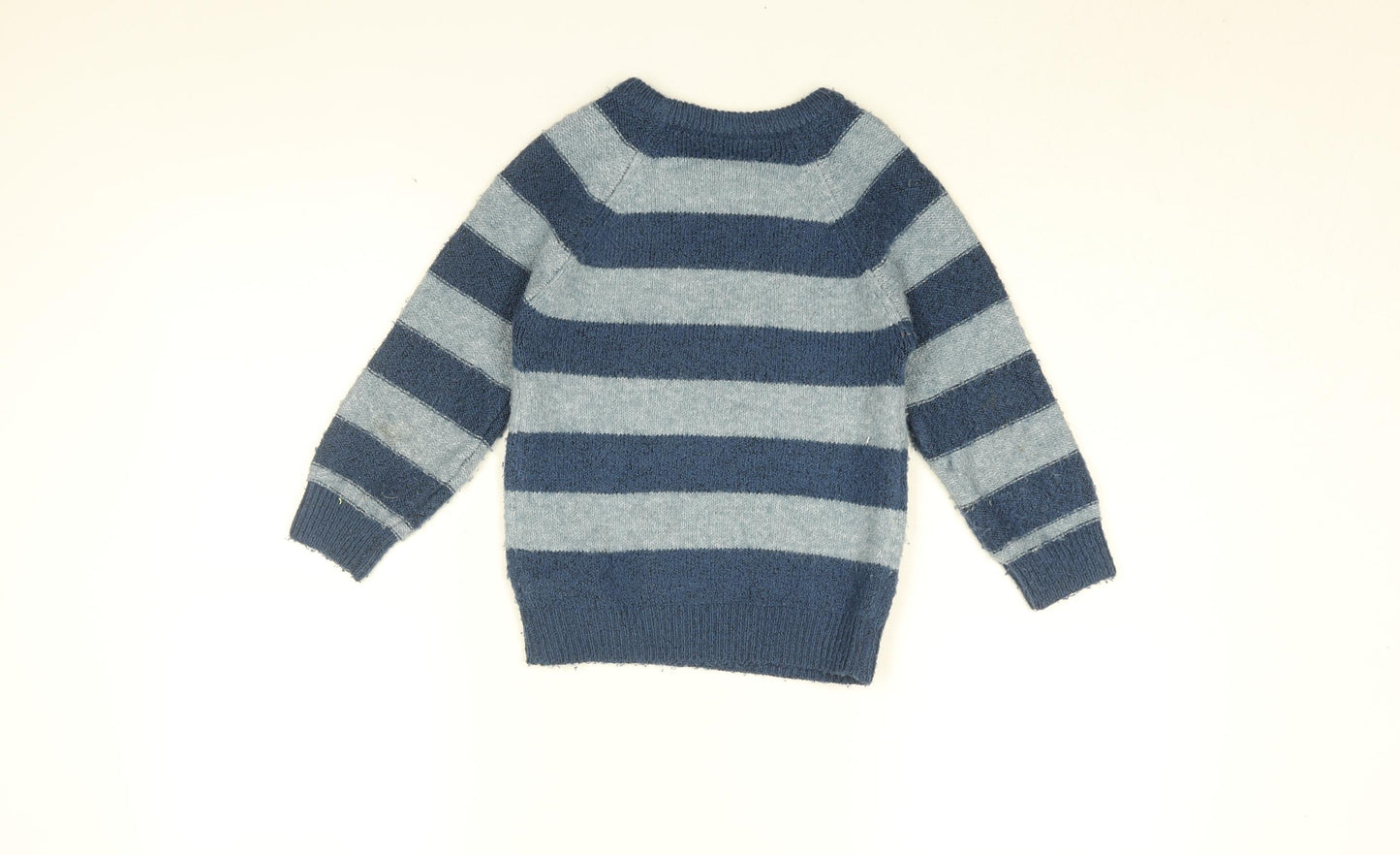 Paddington Boys Blue Round Neck Striped Acrylic Pullover Jumper Size 3-4 Years Pullover - Paddington Bear